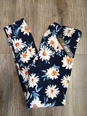 New Mix Navy Floral Leggings with White & Yellow Blooms